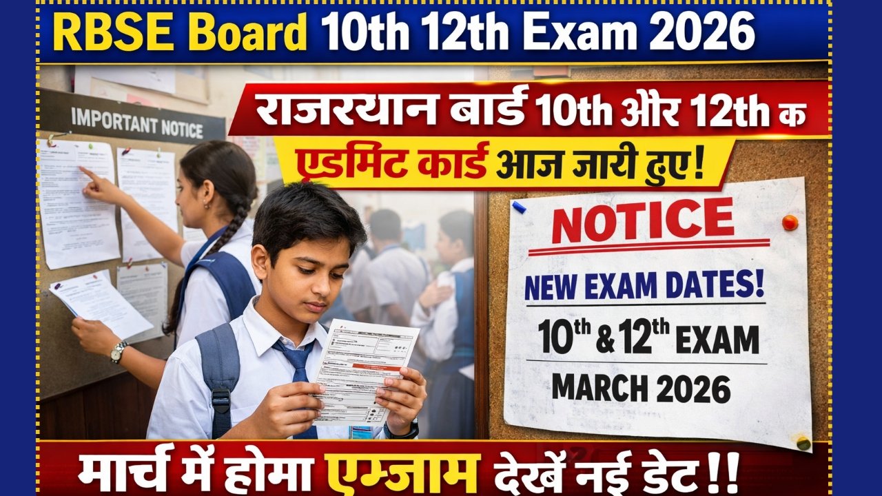 Rajasthan RBSE Board 10th 12th Admit Card 2026